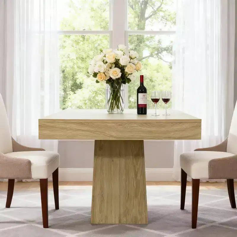 Table à manger carrée de 31,5 po pour 4 personnes, petite table de cuisine en bois avec base piédestal, table de dîner de style ferme pour cuisine, salle à manger, appartement