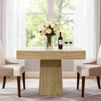 Table à manger carrée de 31,5 po pour 4 personnes, petite table de cuisine en bois avec base piédestal, table de dîner de style ferme pour cuisine, salle à manger, appartement