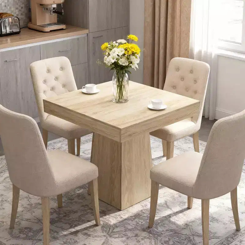 Table à manger carrée de 31,5 po pour 4 personnes, petite table de cuisine en bois avec base piédestal, table de dîner de style ferme pour cuisine, salle à manger, appartement