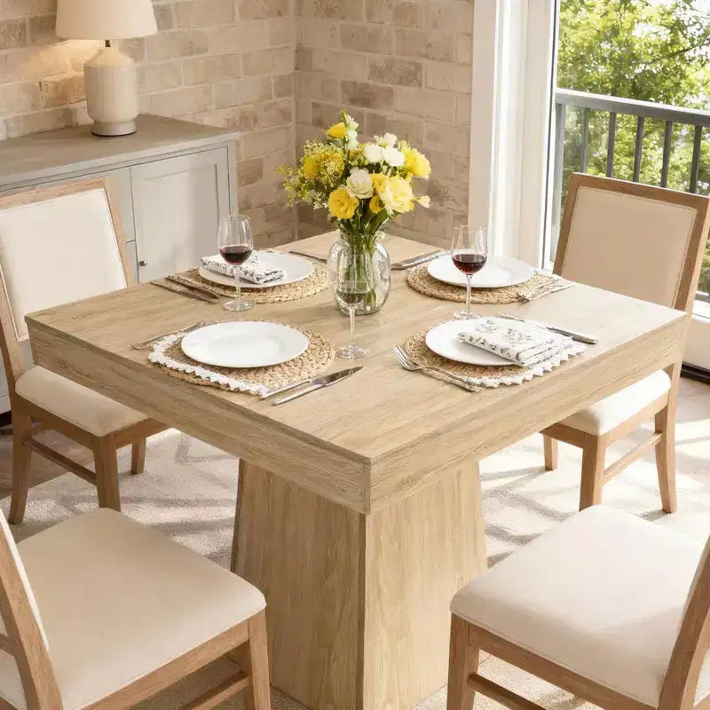 Table à manger carrée de 31,5 po pour 4 personnes, petite table de cuisine en bois avec base piédestal, table de dîner de style ferme pour cuisine, salle à manger, appartement