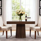 Table à manger carrée de 31,5 po pour 4 personnes, petite table de cuisine en bois avec base piédestal, table de dîner de style ferme pour cuisine, salle à manger, appartement