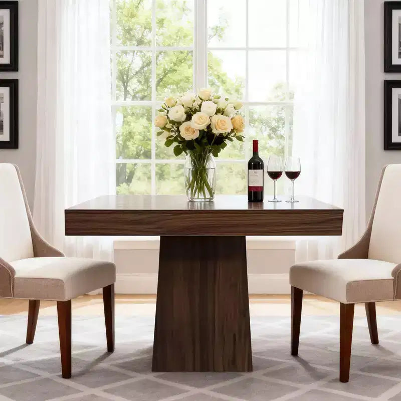 Table à manger carrée de 31,5 po pour 4 personnes, petite table de cuisine en bois avec base piédestal, table de dîner de style ferme pour cuisine, salle à manger, appartement