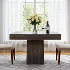 Table à manger carrée de 31,5 po pour 4 personnes, petite table de cuisine en bois avec base piédestal, table de dîner de style ferme pour cuisine, salle à manger, appartement