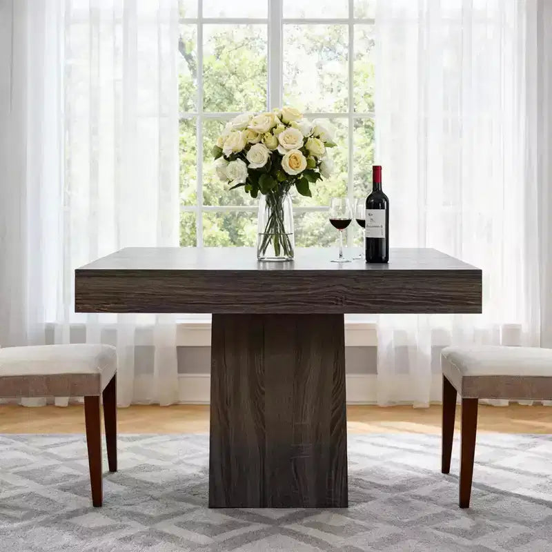 Table à manger carrée de 31,5 po pour 4 personnes, petite table de cuisine en bois avec base piédestal, table de dîner de style ferme pour cuisine, salle à manger, appartement