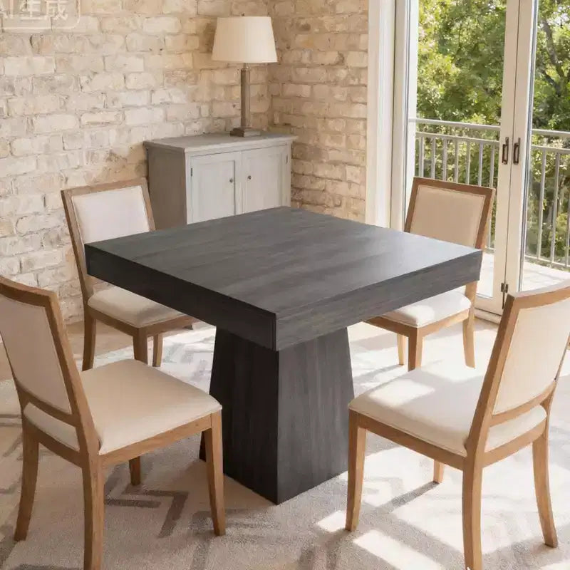 Table à manger carrée de 31,5 po pour 4 personnes, petite table de cuisine en bois avec base piédestal, table de dîner de style ferme pour cuisine, salle à manger, appartement
