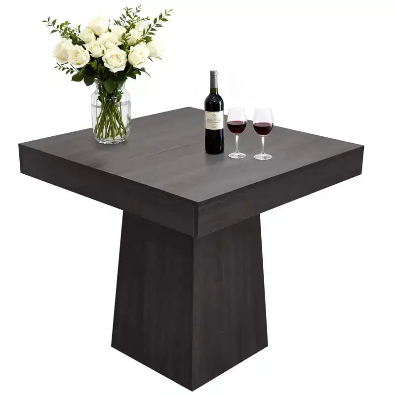 31.5 Square Dining Table for 4, Wooden Small Kitchen Table with Pedestal Base, Farmhouse Dinner Table for Kitchen Dining Room Apartment