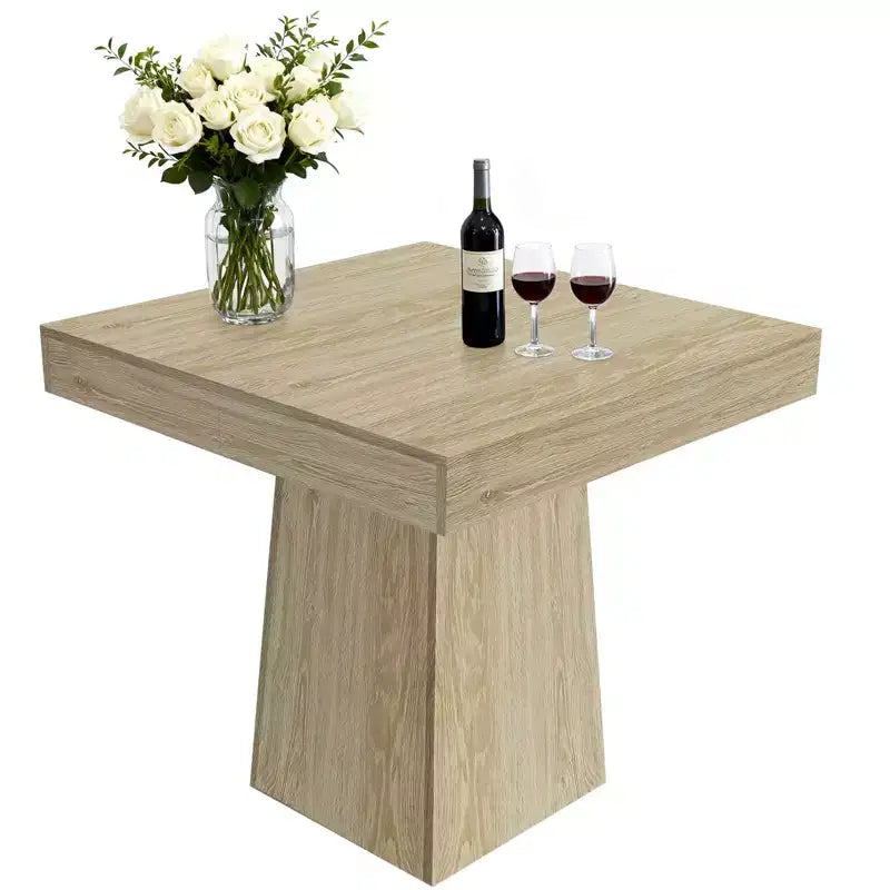 Table à manger carrée de 31,5 po pour 4 personnes, petite table de cuisine en bois avec base piédestal, table de dîner de style ferme pour cuisine, salle à manger, appartement