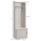 Porte-manteau rustique avec banc de rangement pour chaussures – 3 crochets, porte-manteau, étagères de rangement, blanc