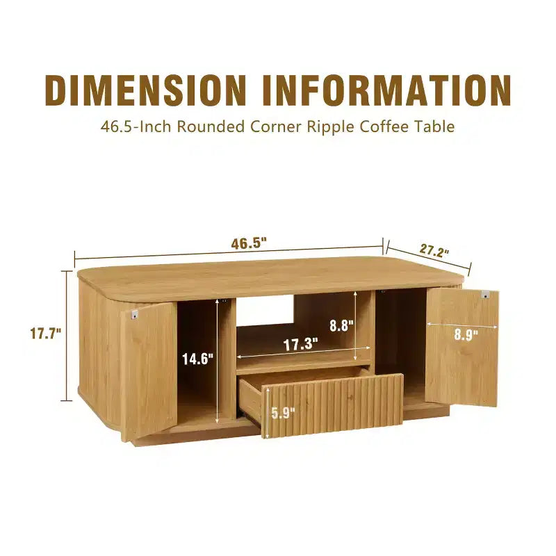 Table basse rectangulaire de 118 cm – Grand rangement, tiroirs, accent moderne pour le salon