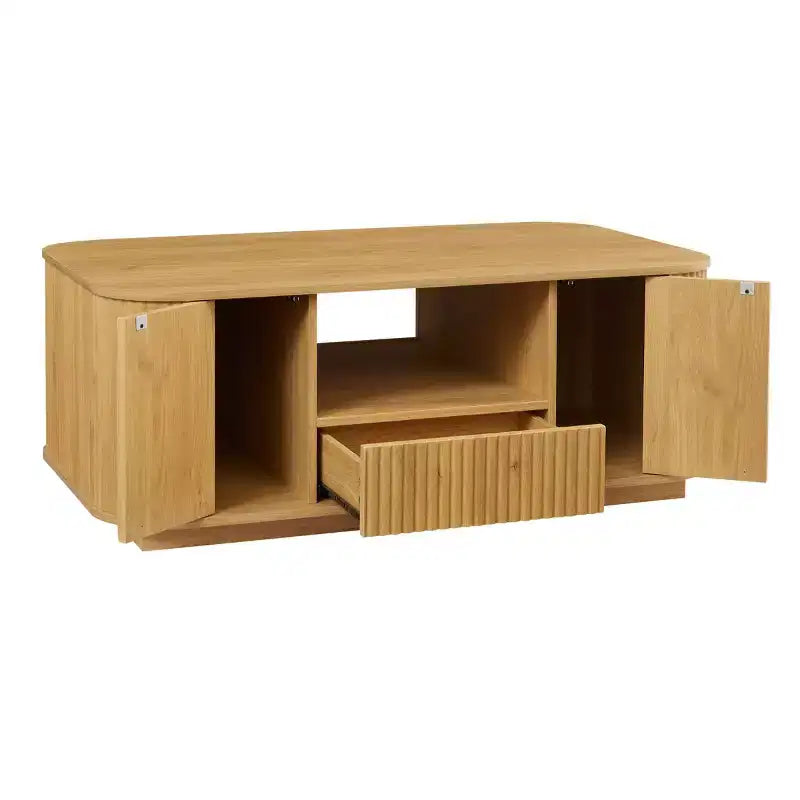 Table basse rectangulaire de 118 cm – Grand rangement, tiroirs, accent moderne pour le salon