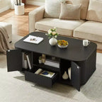 Table basse rectangulaire de 118 cm – Grand rangement, tiroirs, accent moderne pour le salon