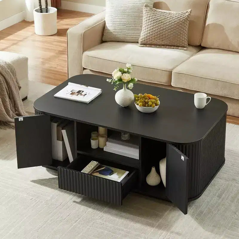 Table basse rectangulaire de 118 cm – Grand rangement, tiroirs, accent moderne pour le salon