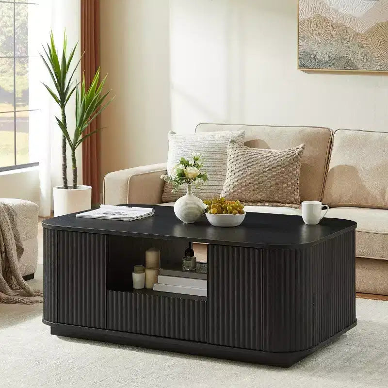 46.5 Rectangle Coffee Table with Large Storage and Drawers, Modern Accent Center Table for Living Room, Office, or Small Spaces - Panipeachy