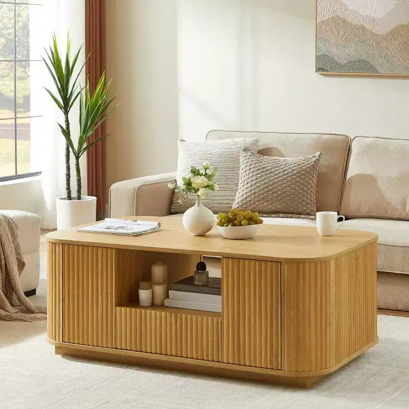 Table basse rectangulaire de 118 cm – Grand rangement, tiroirs, accent moderne pour le salon