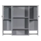 Meuble de Rangement Mural avec Miroir et Barre Porte-Serviettes, Armoire de Salle de Bain Murale en Bois pour Cuisine, Salon, Buanderie