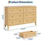 Commode moderne à 7 tiroirs – Aspect bois, poignées métalliques, bords arrondis