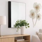 Royal Hampton Dresser Mirror, 40 Inch, Sleek Piano Black Wood, Frameless Design