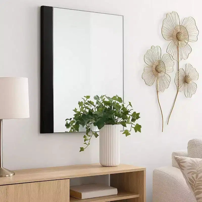 Royal Hampton Dresser Mirror, 40 Inch, Sleek Piano Black Wood, Frameless Design