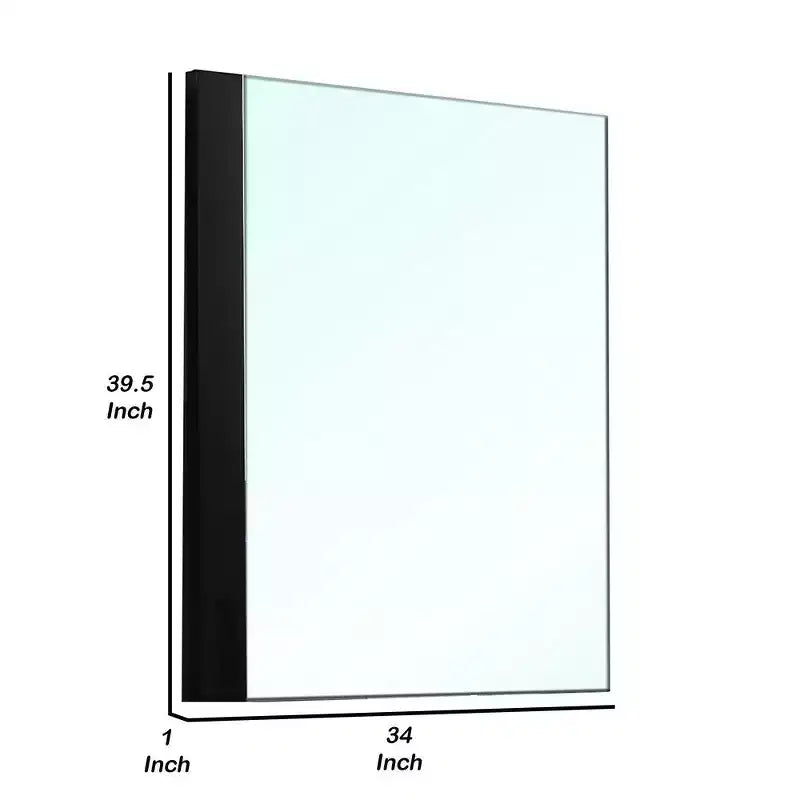 Miroir de commode 40 po – Noir piano, Design sans cadre, Bois d'ingénierie