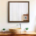 Royal Hampton Style Wooden Frame Mirror with Grain Details, Brown