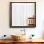 Royal Hampton Style Wooden Frame Mirror with Grain Details, Brown