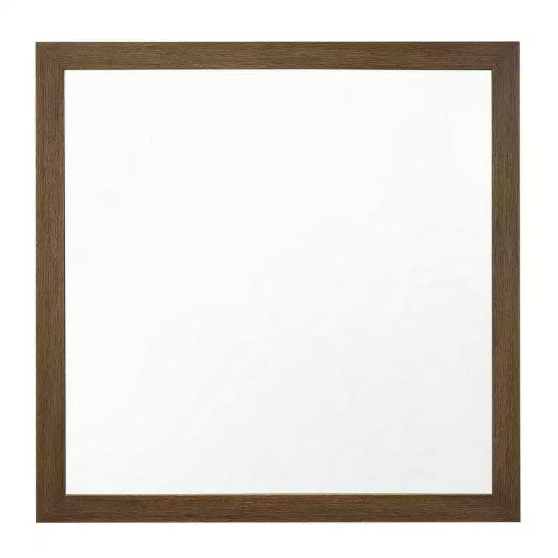 Miroir Mural Carré à Cadre en Bois de 40" – Détails du Grain Naturel, Style Transitionnel, Marron