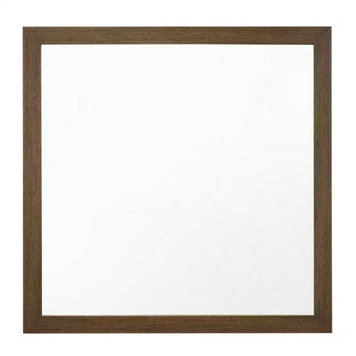 Miroir Mural Carré à Cadre en Bois de 40" – Détails du Grain Naturel, Style Transitionnel, Marron