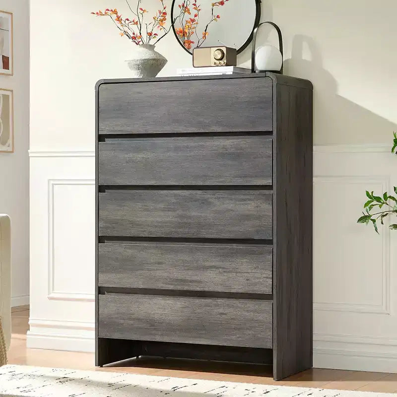 AMERLIFE Storage Dresser, Modern Chest with Rounded Corners, Wood Cabinet Organizer for Living Room, Easy Assembly