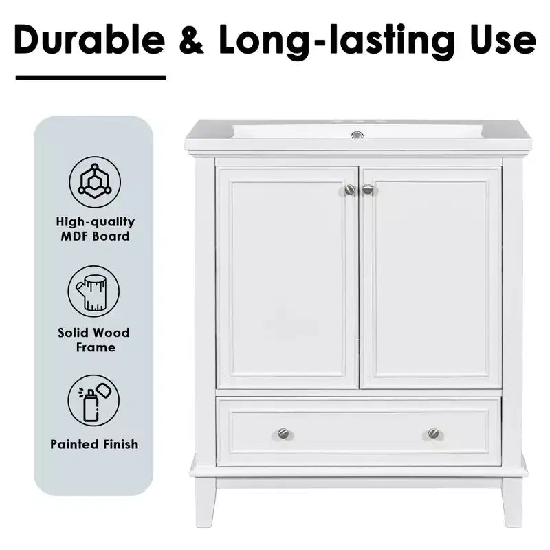 Meuble sous-vasque 30 po sans lavabo – Vert, MDF, rangement avec tiroir et porte