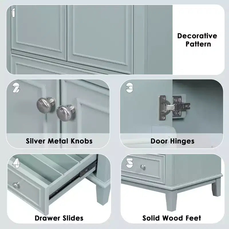 Meuble sous-vasque 30 po sans lavabo – Vert, MDF, rangement avec tiroir et porte