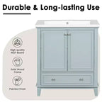 Meuble sous-vasque 30 po sans lavabo – Vert, MDF, rangement avec tiroir et porte