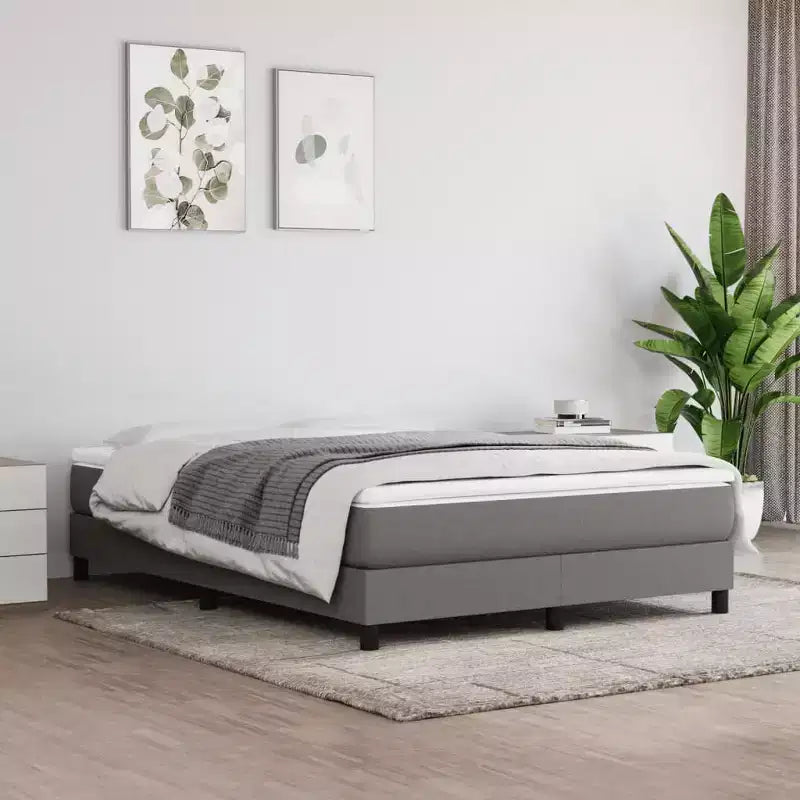 Bed Frame Dark Grey Fabric, plywood, engineered wood Queen