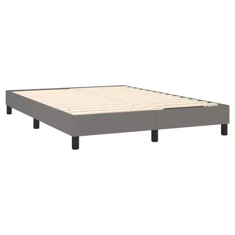 Cadre de lit en tissu gris foncé, contreplaqué, bois manufacturé Grand lit