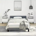 Bed Frame With Headboard Dark Grey Velvet, Plywood, Engineered Wood