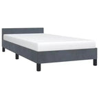 Cadre de lit avec tête de lit velours gris foncé, contreplaqué, bois manufacturé