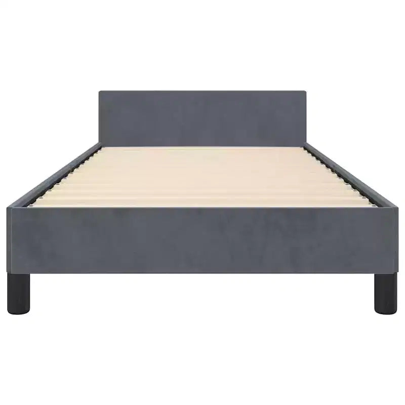 Cadre de lit avec tête de lit velours gris foncé, contreplaqué, bois manufacturé