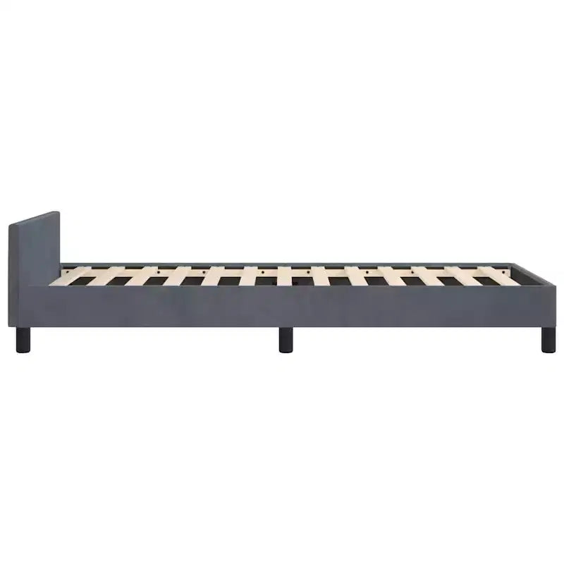 Cadre de lit avec tête de lit velours gris foncé, contreplaqué, bois manufacturé