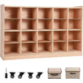 Classroom Coat Locker with Cubbies, Double Side Coat Hooks, Anti-tip Anchors, Casters, Hooks and Storage Boxes,for Classrooms Playrooms