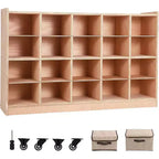 Classroom Coat Locker with Cubbies, Double Side Coat Hooks, Anti-tip Anchors, Casters, Hooks and Storage Boxes,for Classrooms Playrooms