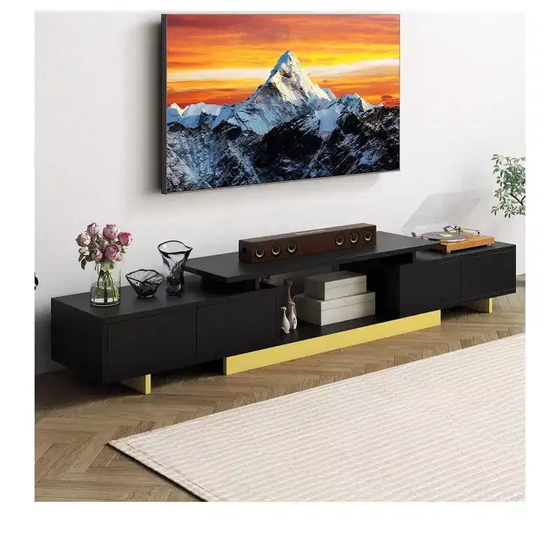 Extendable TV Stand, Modern Entertainment Center for Up to 89 Inch TV, TV Media Console with 2 Door Cabinets & Open Shelf for Living Room