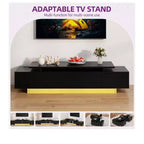 Meuble TV extensible, centre de divertissement moderne pour téléviseurs jusqu'à 89 pouces, meuble console TV avec 2 placards et étagère ouverte pour salon