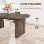 Table à manger ovale de 180 cm pour 6-8 personnes, table de cuisine avec base en bois épaisse et robuste, bureau de salle à manger de style ferme pour cuisine, salle à manger, appartements