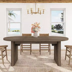 Table à manger ovale de 180 cm pour 6-8 personnes, table de cuisine avec base en bois épaisse et robuste, bureau de salle à manger de style ferme pour cuisine, salle à manger, appartements