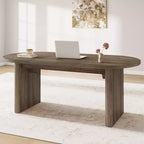 Table à manger ovale de 180 cm pour 6-8 personnes, table de cuisine avec base en bois épaisse et robuste, bureau de salle à manger de style ferme pour cuisine, salle à manger, appartements