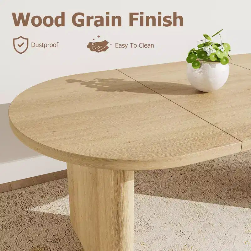 Table à manger ovale de 180 cm pour 6-8 personnes, table de cuisine avec base en bois épaisse et robuste, bureau de salle à manger de style ferme pour cuisine, salle à manger, appartements