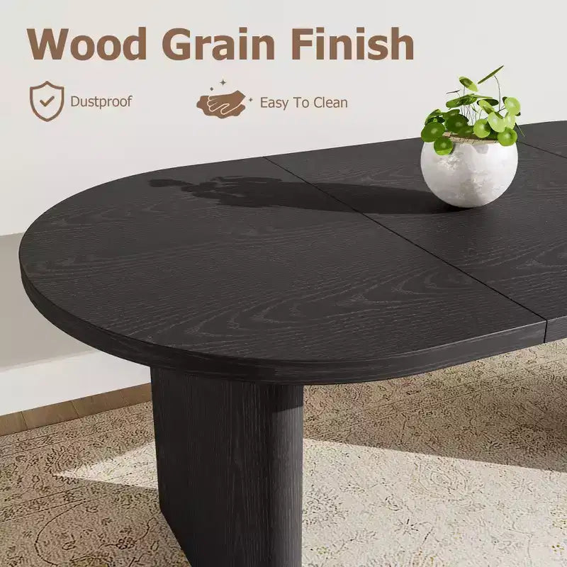 Table à manger ovale de 180 cm pour 6-8 personnes, table de cuisine avec base en bois épaisse et robuste, bureau de salle à manger de style ferme pour cuisine, salle à manger, appartements