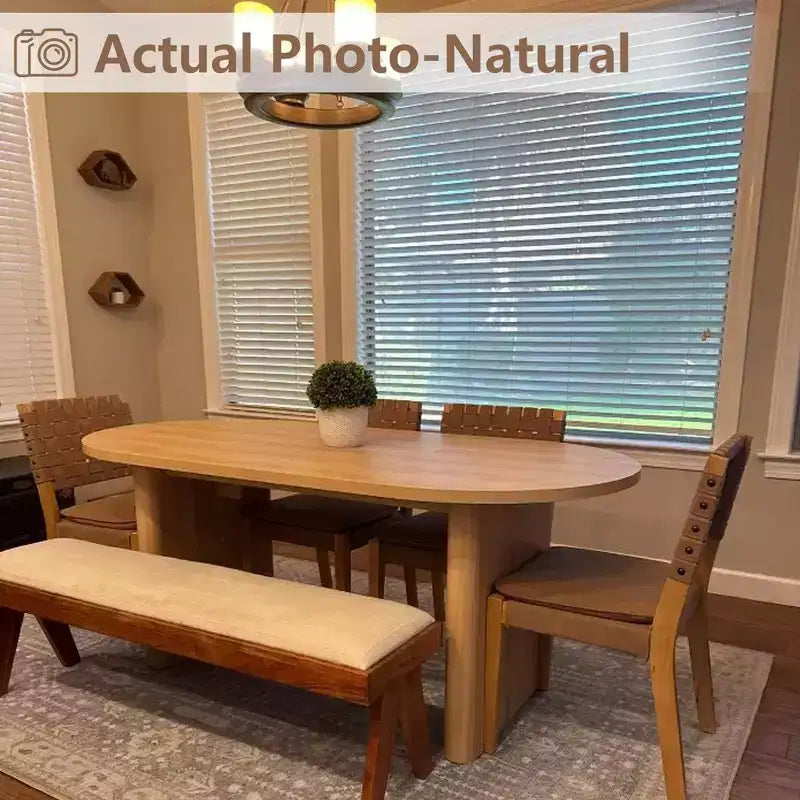 Table à manger ovale de 180 cm pour 6-8 personnes, table de cuisine avec base en bois épaisse et robuste, bureau de salle à manger de style ferme pour cuisine, salle à manger, appartements