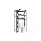 Over Toilet Storage with 8 - Tier Shelf Mass - Storage Open Rack Freestanding Bathroom Organizer Black Space Saver