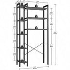 Étagère de rangement 8 niveaux au-dessus des toilettes – Organisateur de salle de bain autoportant, noir