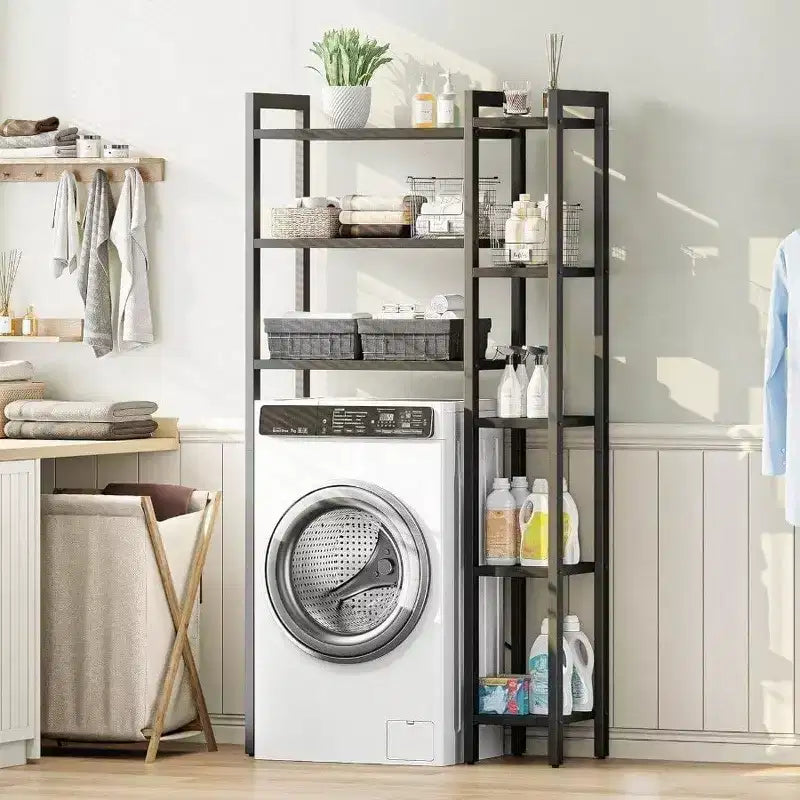 Étagère de rangement 8 niveaux au-dessus des toilettes – Organisateur de salle de bain autoportant, noir